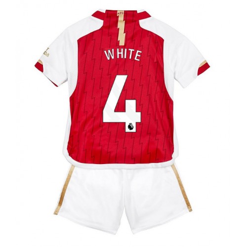Otroški Nogometni dresi Arsenal Benjamin White #4 Domači 2023-24 Kratek Rokav (+ Kratke hlače)